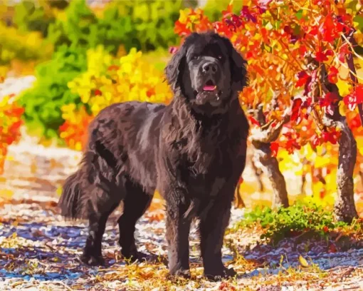 Newfoundland In A Garden Diamond Painting