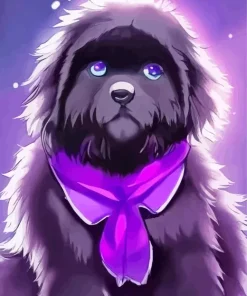 Newfoundland With A Purple Tie Diamond Painting