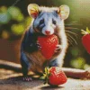 Opossum Eating Strawberries Diamond Painting