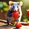 Opossum Eating Strawberries Diamond Painting