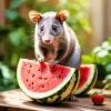 Opossum Holding Watermelon Diamond Painting