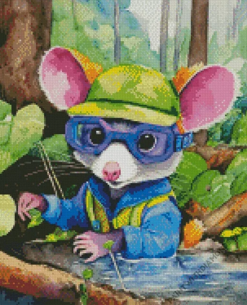 Opossum In Glasses Diamond Painting