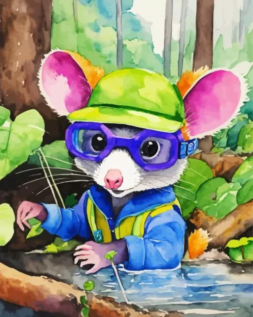 Opossum In Glasses Diamond Painting