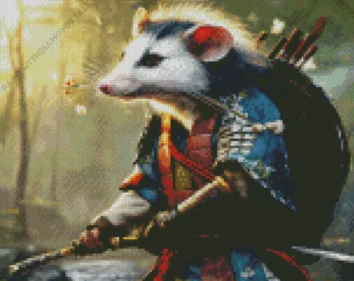 Opossum Samurai Diamond Painting