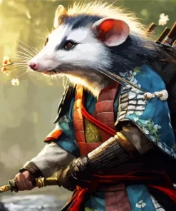 Opossum Samurai Diamond Painting