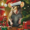 Opossum With Santa Hat Diamond Painting