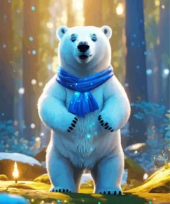 Polar Bear In Forest Diamond Painting