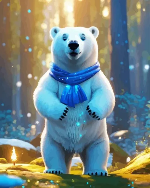 Polar Bear In Forest Diamond Painting