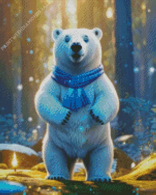 Polar Bear In Forest Diamond Painting