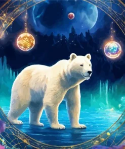 Polar Bear In Space Diamond Painting