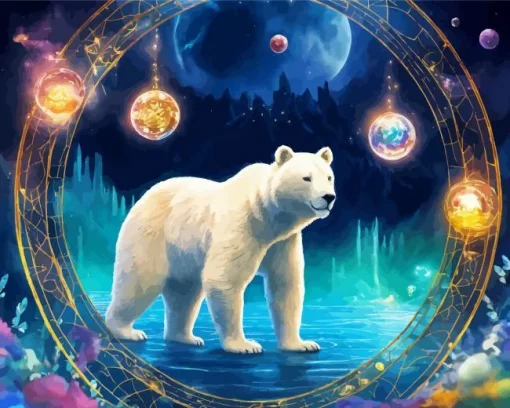 Polar Bear In Space Diamond Painting