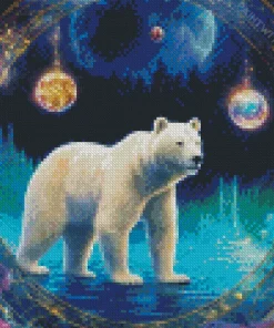 Polar Bear In Space Diamond Painting