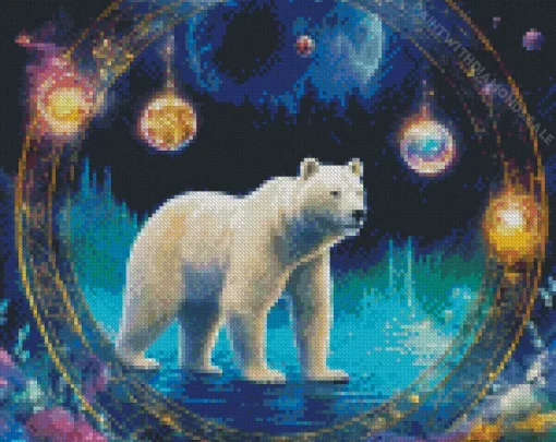 Polar Bear In Space Diamond Painting