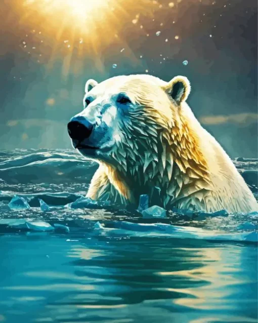 Polar Bear Swimming Diamond Painting