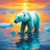 Polar Bear Walking In Sunset Diamond Painting