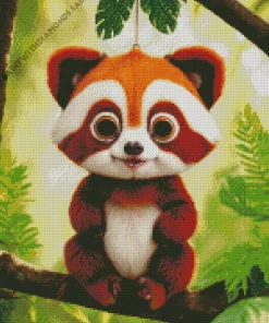 Red Panda On A Tree Diamond Painting