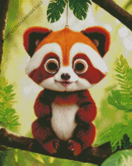 Red Panda On A Tree Diamond Painting