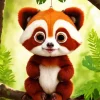 Red Panda On A Tree Diamond Painting