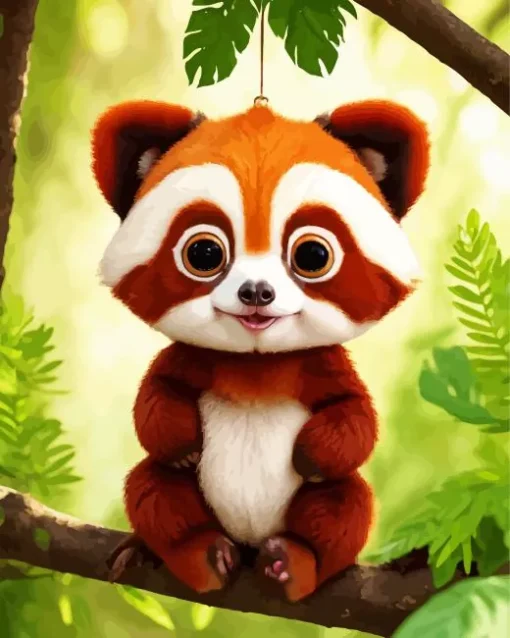 Red Panda On A Tree Diamond Painting