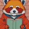 Red Panda Reading Book Diamond Painting