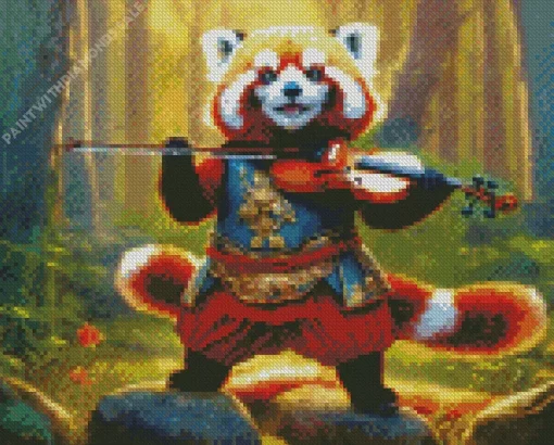 Red Panda With A Violin Diamond Painting