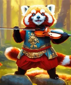 Red Panda With A Violin Diamond Painting