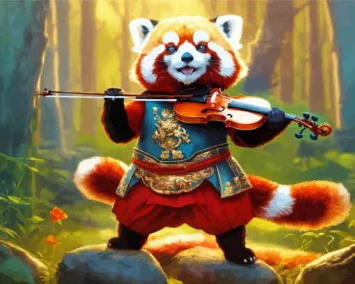 Red Panda With A Violin Diamond Painting