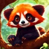 Red Panda With Big Eyes Diamond Painting