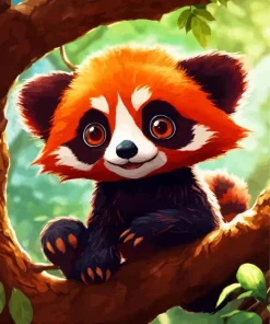 Red Panda With Big Eyes Diamond Painting