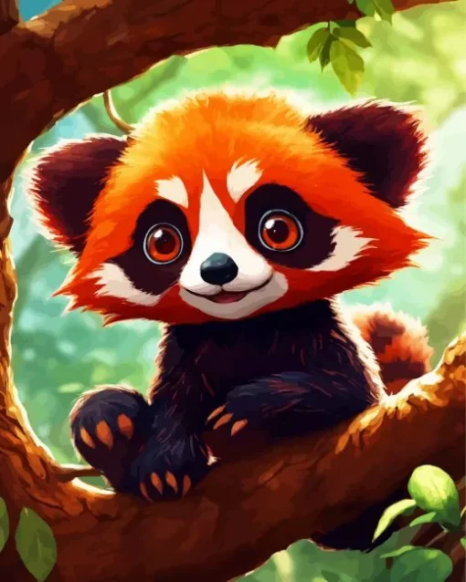 Red Panda With Big Eyes Diamond Painting