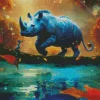 Rhino By Lake Diamond Painting