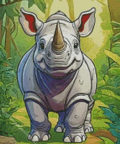 Rhino In Forest Diamond Painting