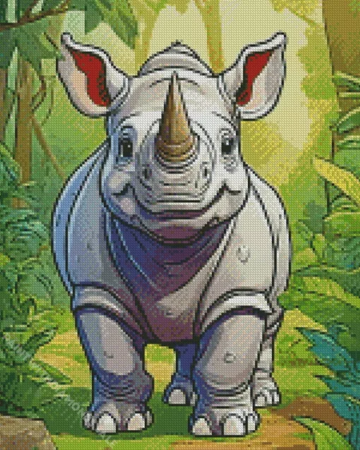 Rhino In Forest Diamond Painting