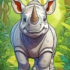 Rhino In Forest Diamond Painting