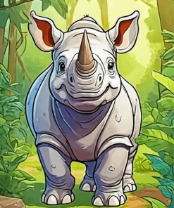 Rhino In Forest Diamond Painting