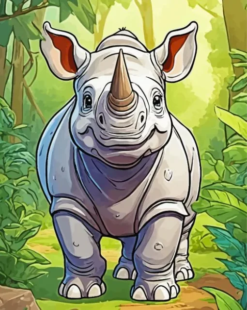 Rhino In Forest Diamond Painting