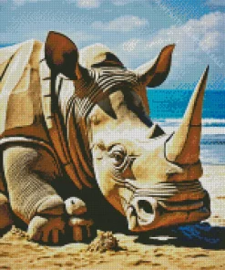 Rhino In The Beach Diamond Painting