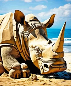 Rhino In The Beach Diamond Painting