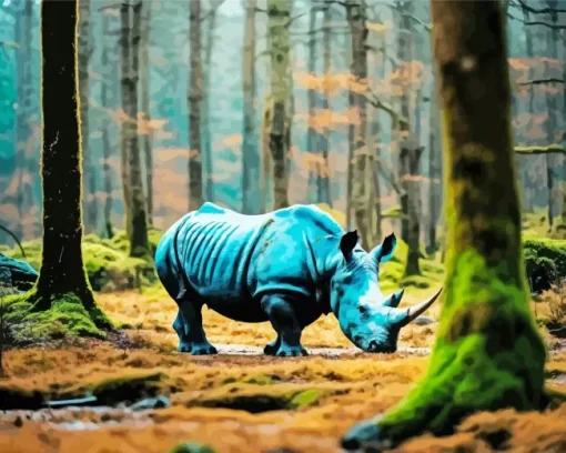 Rhino Walking Diamond Painting