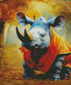 Rhino Wearing Orange Diamond Painting