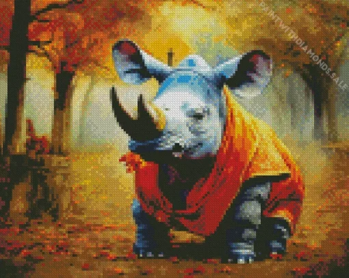 Rhino Wearing Orange Diamond Painting