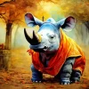 Rhino Wearing Orange Diamond Painting