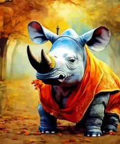 Rhino Wearing Orange Diamond Painting