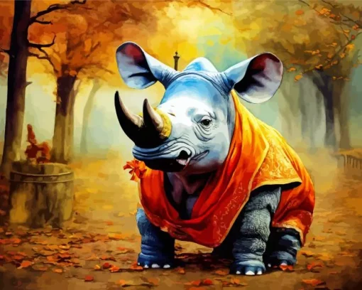 Rhino Wearing Orange Diamond Painting