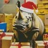 Rhino With Christmas Gifts Diamond Painting