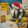 Rhino With Santa Hat Diamond Painting