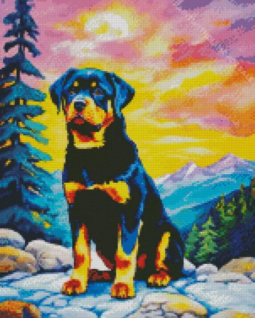 Rottweiler Dog Diamond Painting