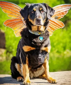 Rottweiler Dog With Wings Diamond Painting