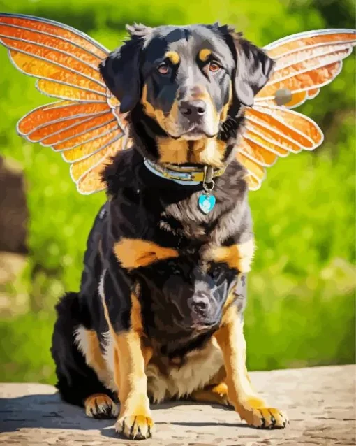 Rottweiler Dog With Wings Diamond Painting