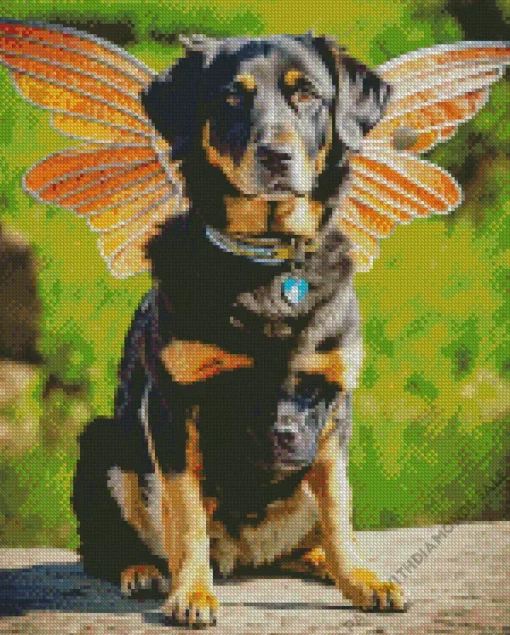 Rottweiler Dog With Wings Diamond Painting